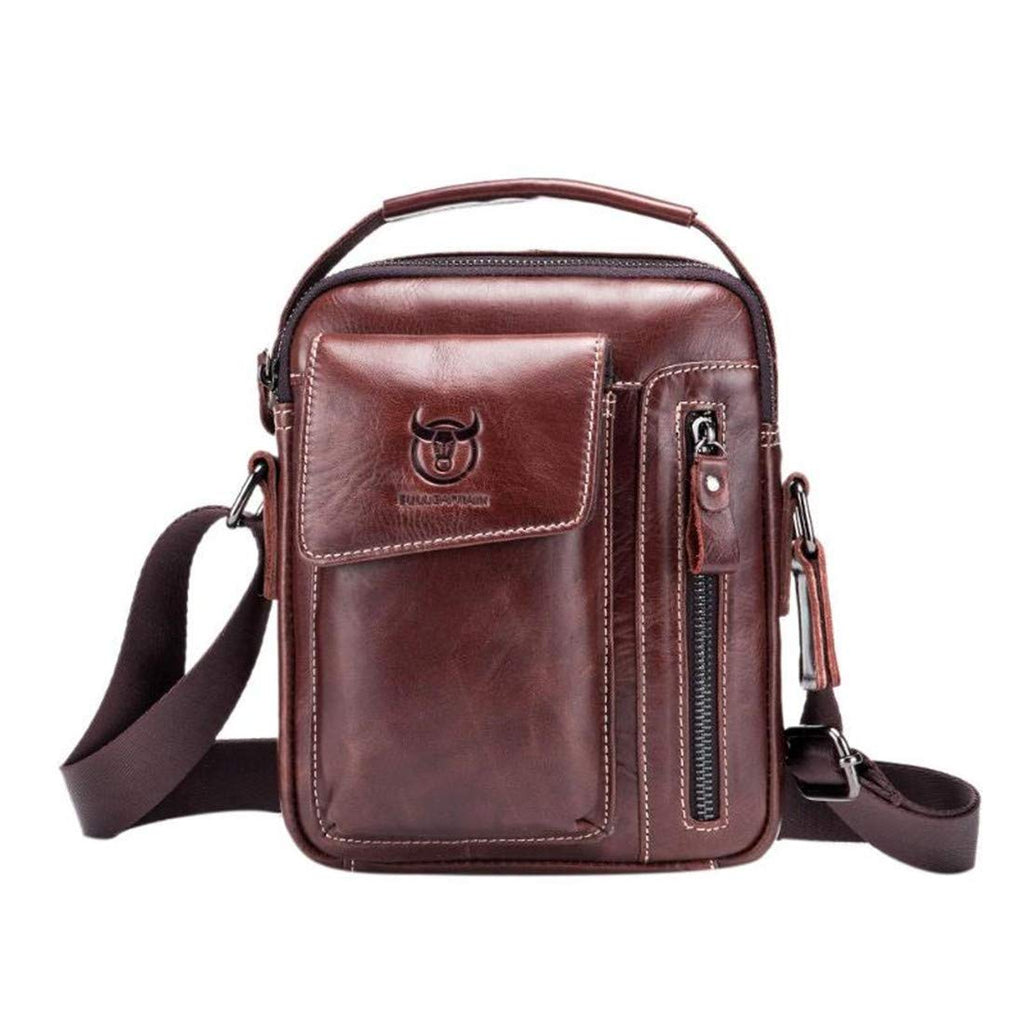 BULLCAPTAIN Genuine Leather Bags for Gift Shoulder Bag (Brown).