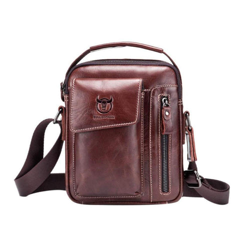 BULLCAPTAIN Genuine Leather Bags for Gift Shoulder Bag (Brown).